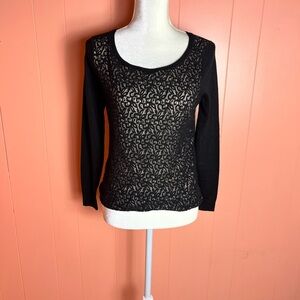 LOFT Black Lace Detail Top